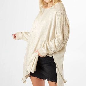 Free People My Girl Pullover Tunic Knit Sweater  | Size L | Ecru, Cream